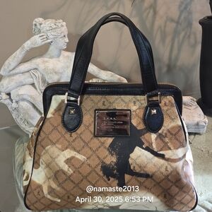 L.A.M.B. Gwen Stefani Exter Stencil Satchel Designer Leather PVC Vintage #132